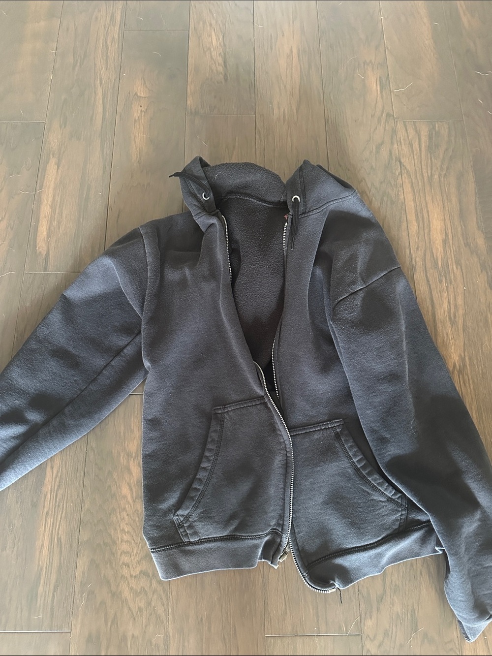Black/gray Zip-Up Hooded Jacket